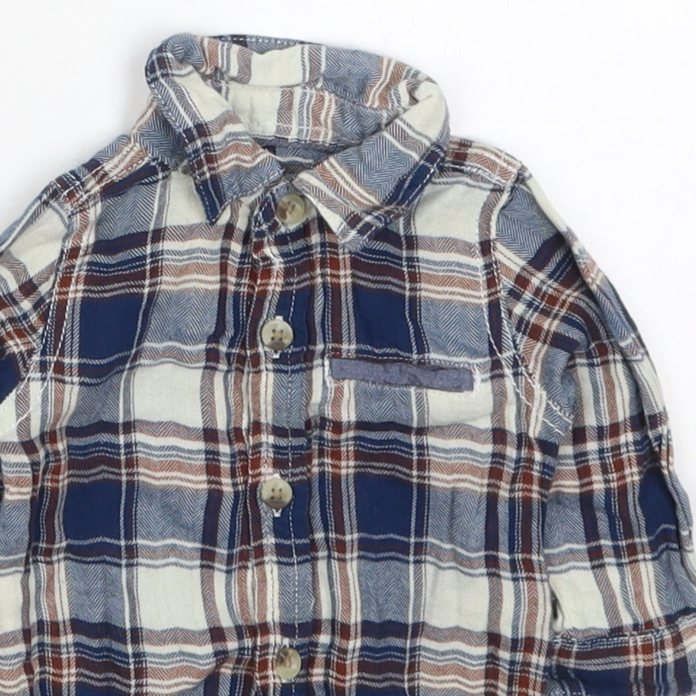 Early Days Boys Blue Check Cotton Babygrow One-Piece Size 3-6 Months  Button