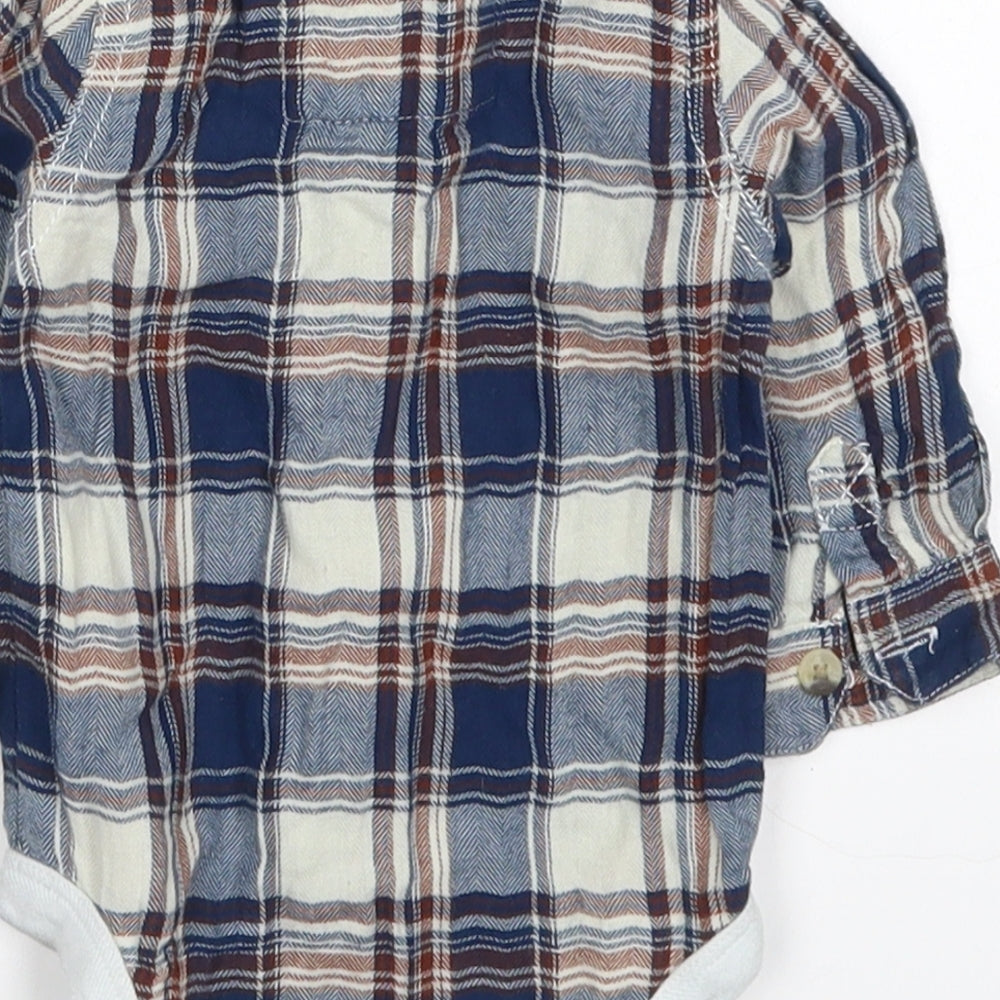 Early Days Boys Blue Check Cotton Babygrow One-Piece Size 3-6 Months  Button
