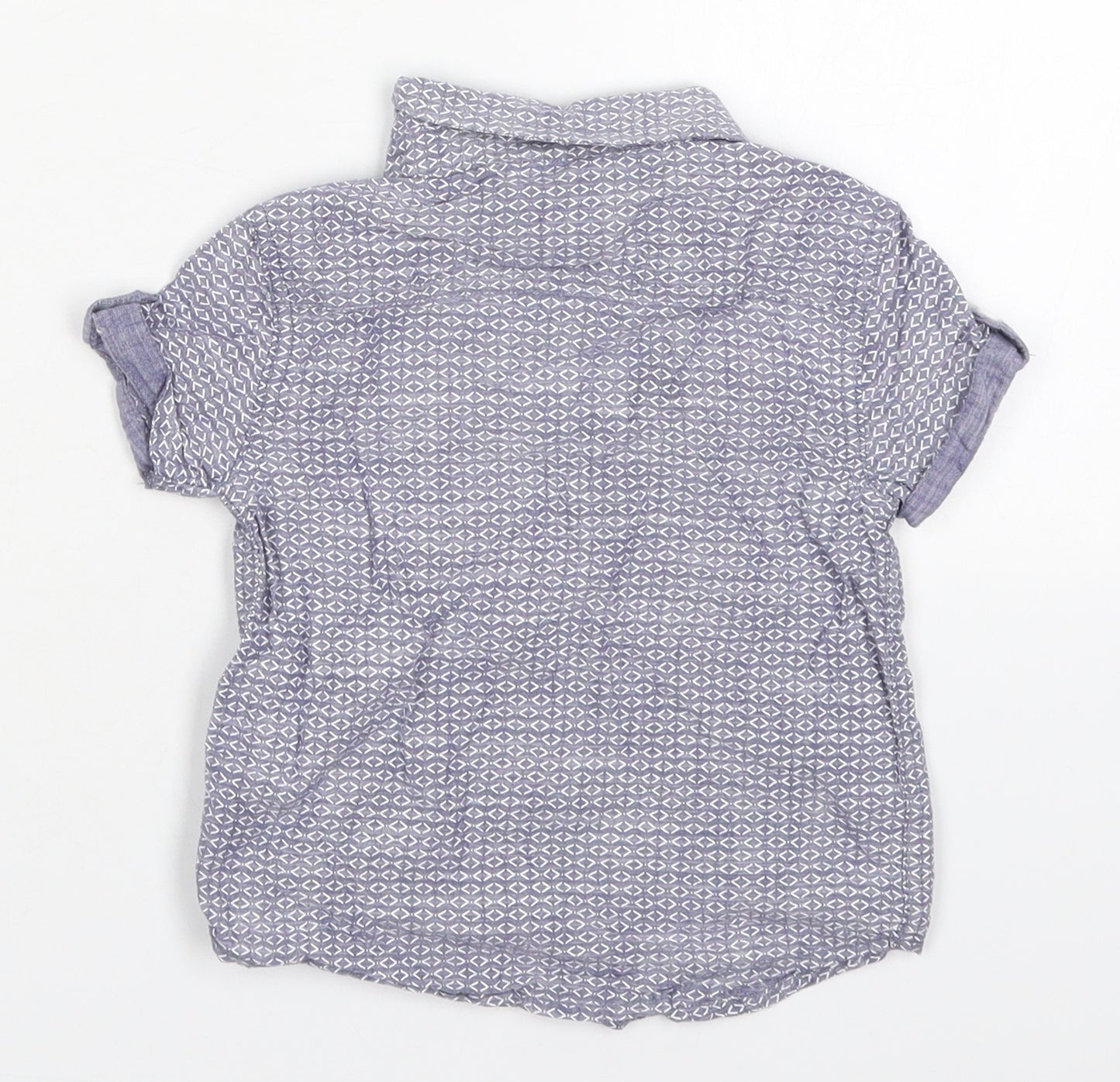 George Boys Blue Geometric Cotton Basic Button-Up Size 12-18 Months Collared Button
