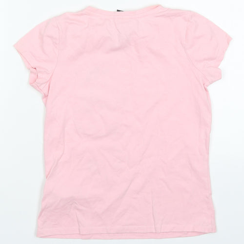 George Girls Pink  Cotton Basic T-Shirt Size 7-8 Years Crew Neck Pullover - Minnie Mouse