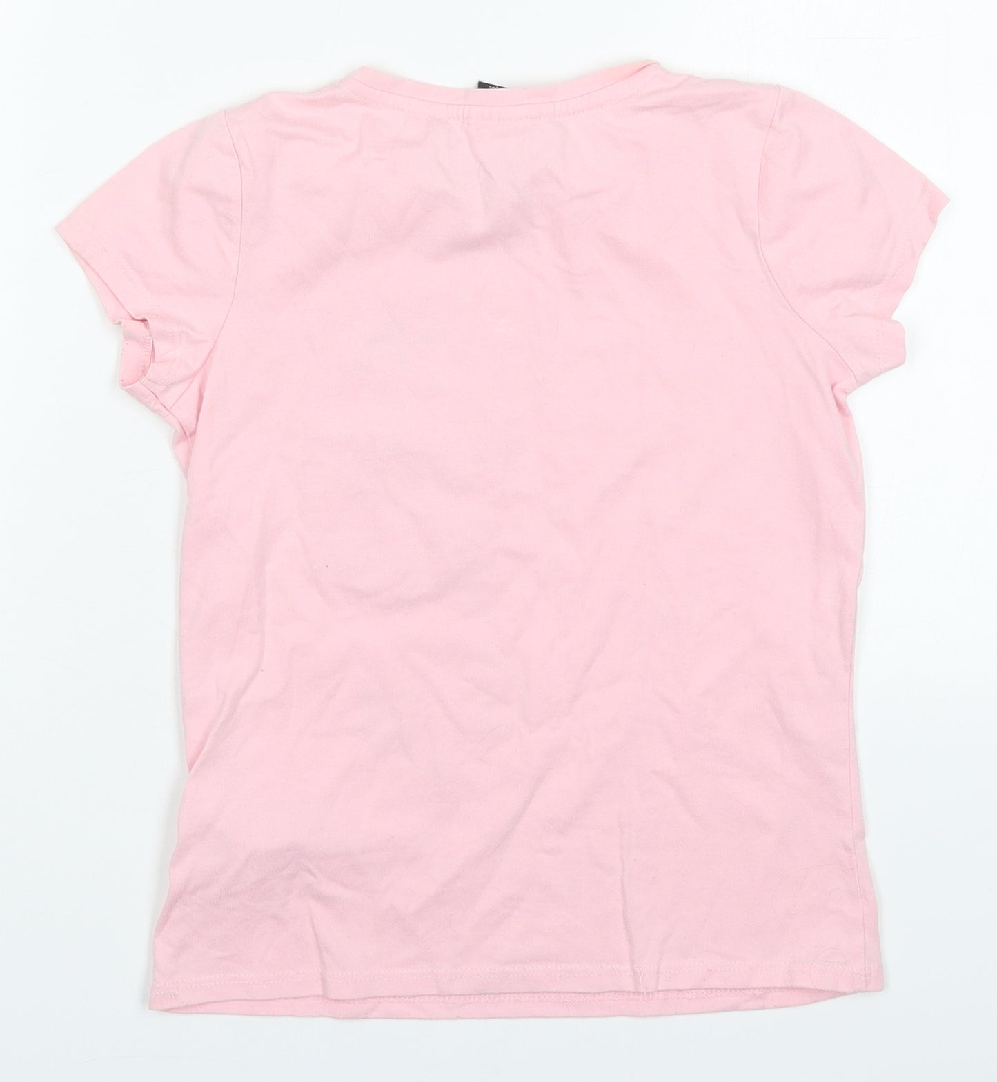 George Girls Pink  Cotton Basic T-Shirt Size 7-8 Years Crew Neck Pullover - Minnie Mouse