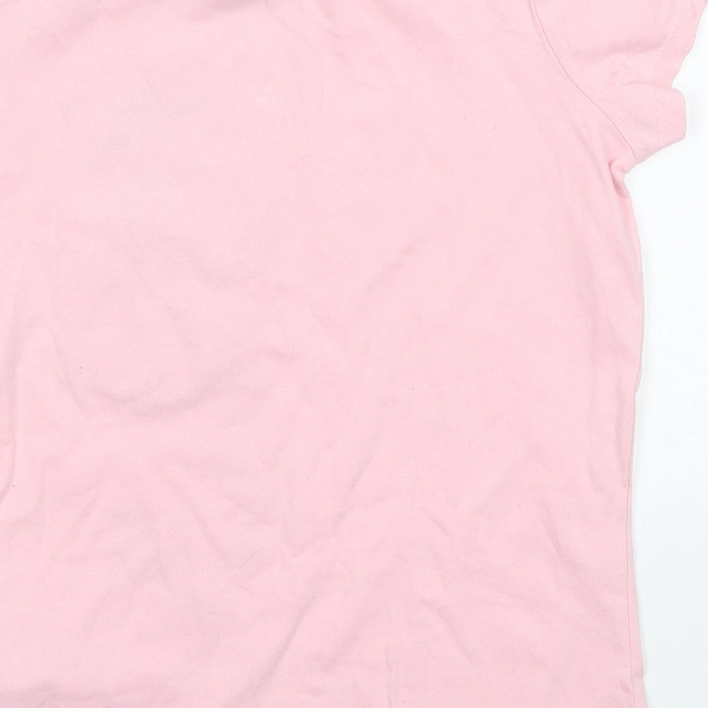 George Girls Pink  Cotton Basic T-Shirt Size 7-8 Years Crew Neck Pullover - Minnie Mouse