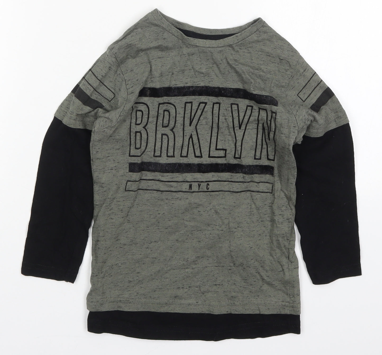 Primark Boys Green  Cotton Basic T-Shirt Size 3-4 Years Crew Neck Pullover - Brklyn NYC
