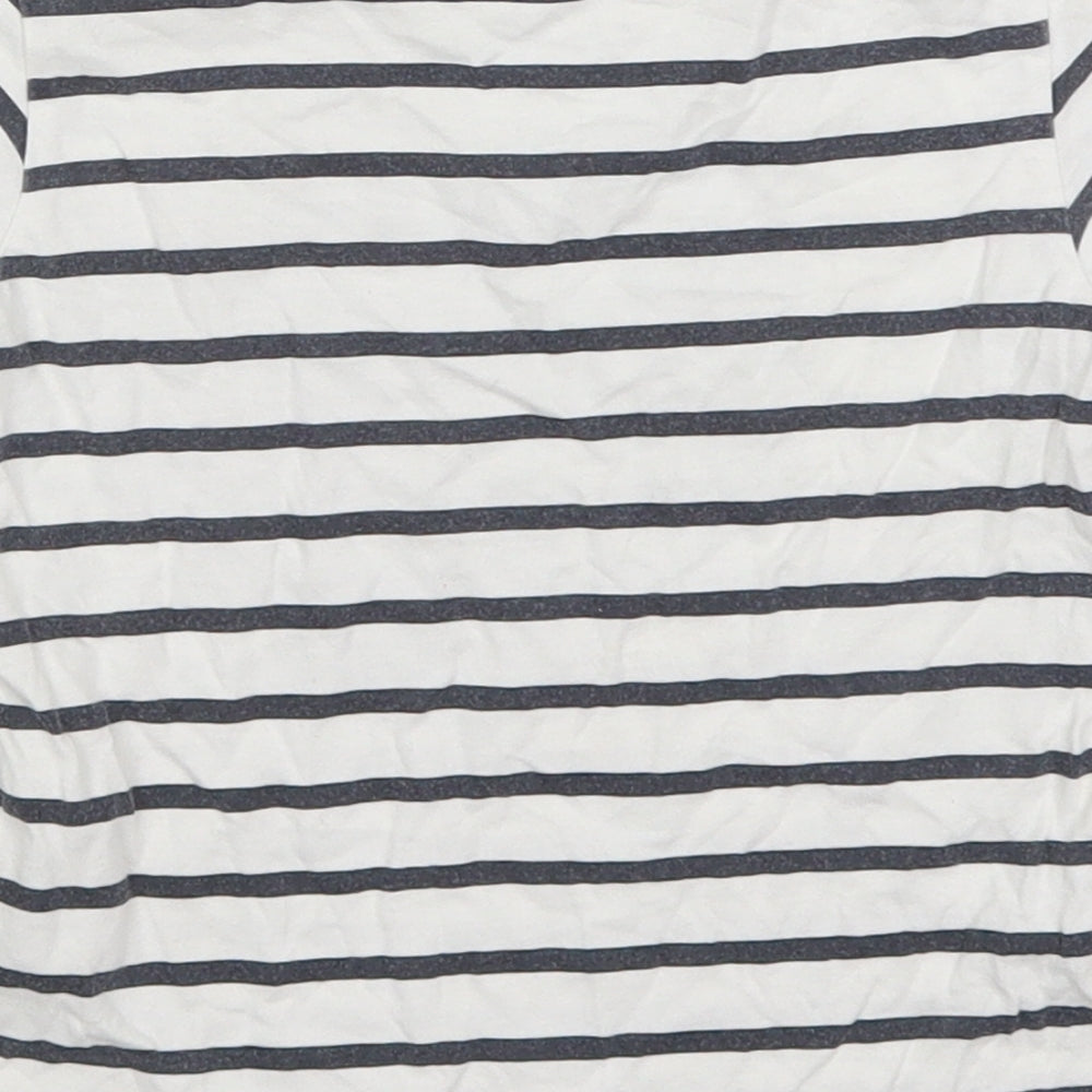 Young Dimension Girls White Striped Cotton Basic T-Shirt Size 6-7 Years Round Neck Pullover - Hello Lovely