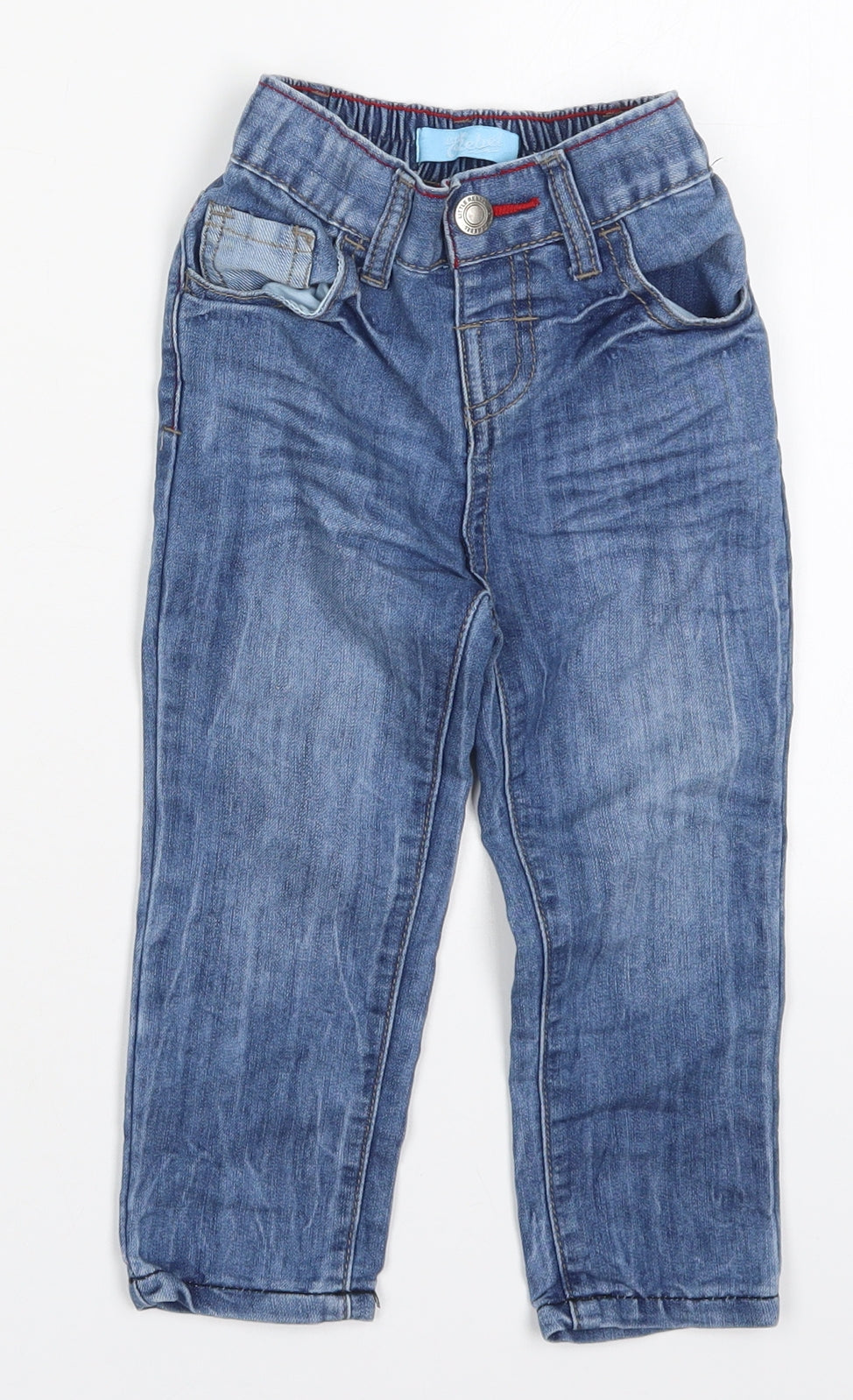 Primark Boys Blue  Cotton Capri Jeans Size 18-24 Months  Button