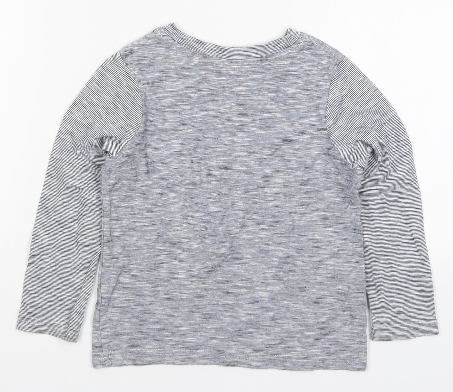 George Boys Blue Striped Cotton Basic T-Shirt Size 3-4 Years Crew Neck Pullover