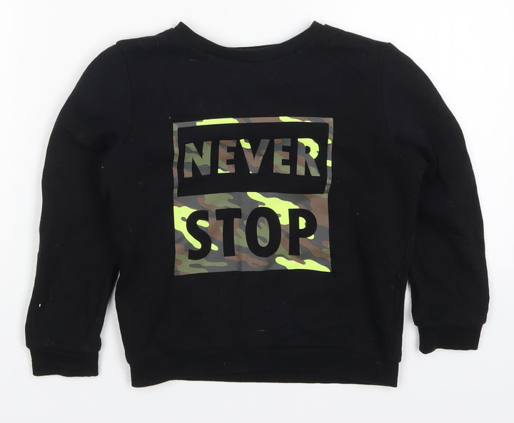 Primark Boys Black  Cotton Pullover Sweatshirt Size 5-6 Years  Pullover - Never Stop