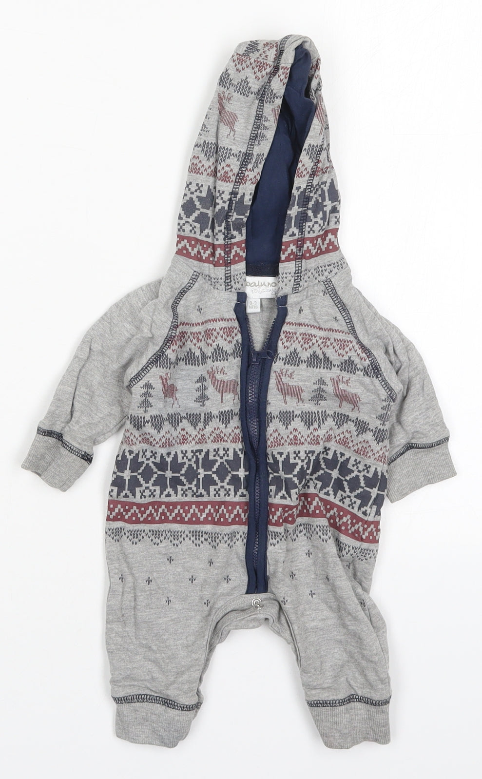 Babaluno Boys Grey Geometric Cotton Cami One Piece Size 0-3 Months  Button - Winter Prints