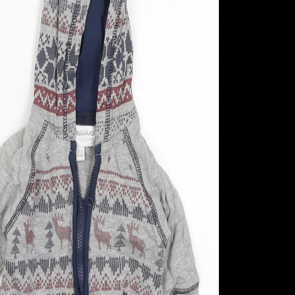 Babaluno Boys Grey Geometric Cotton Cami One Piece Size 0-3 Months  Button - Winter Prints