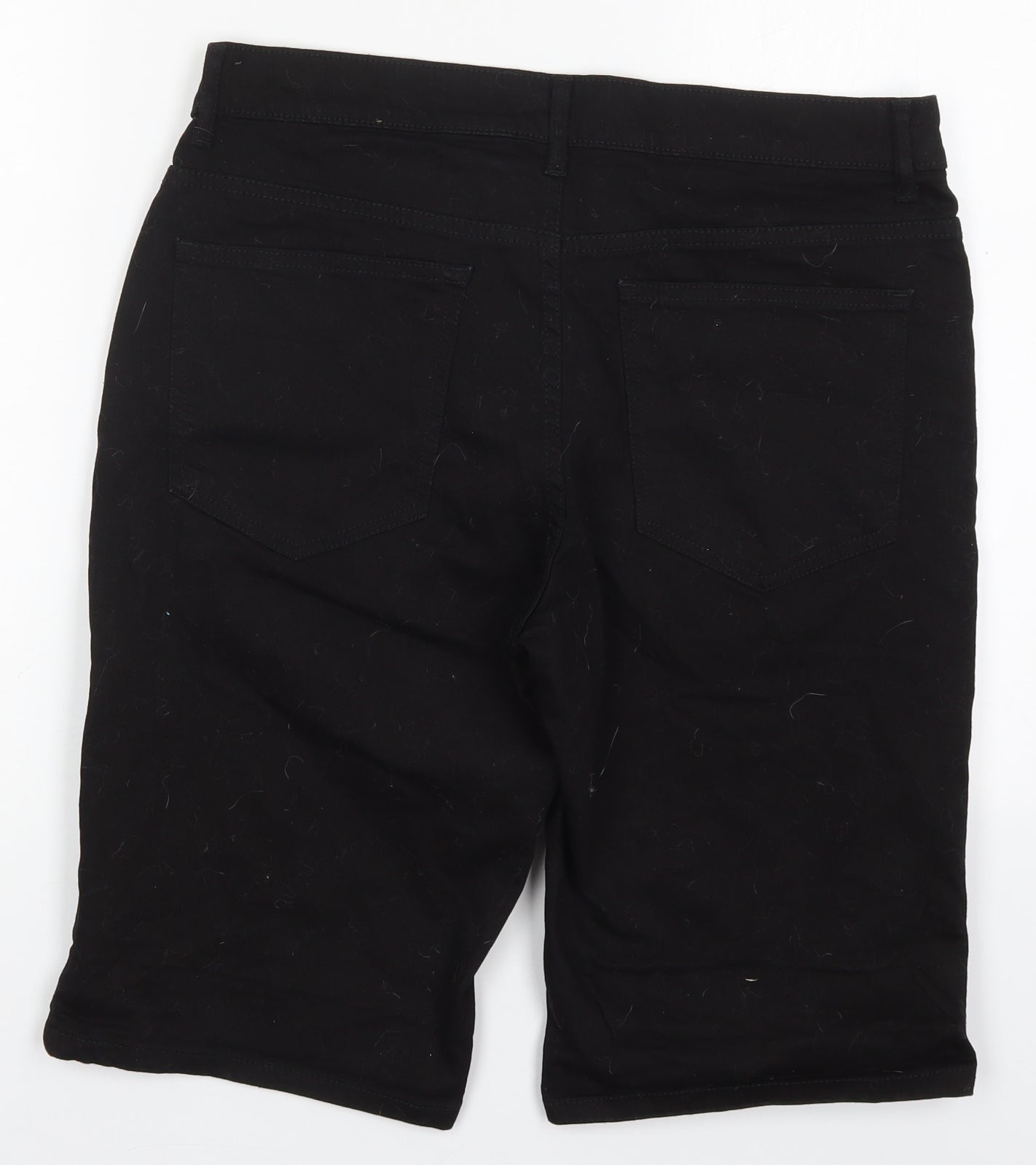 F&F Mens Black  Cotton Bermuda Shorts Size 34 L12 in Regular Button