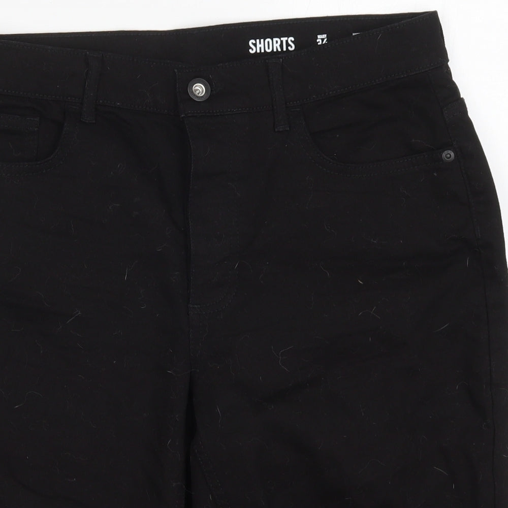 F&F Mens Black  Cotton Bermuda Shorts Size 34 L12 in Regular Button