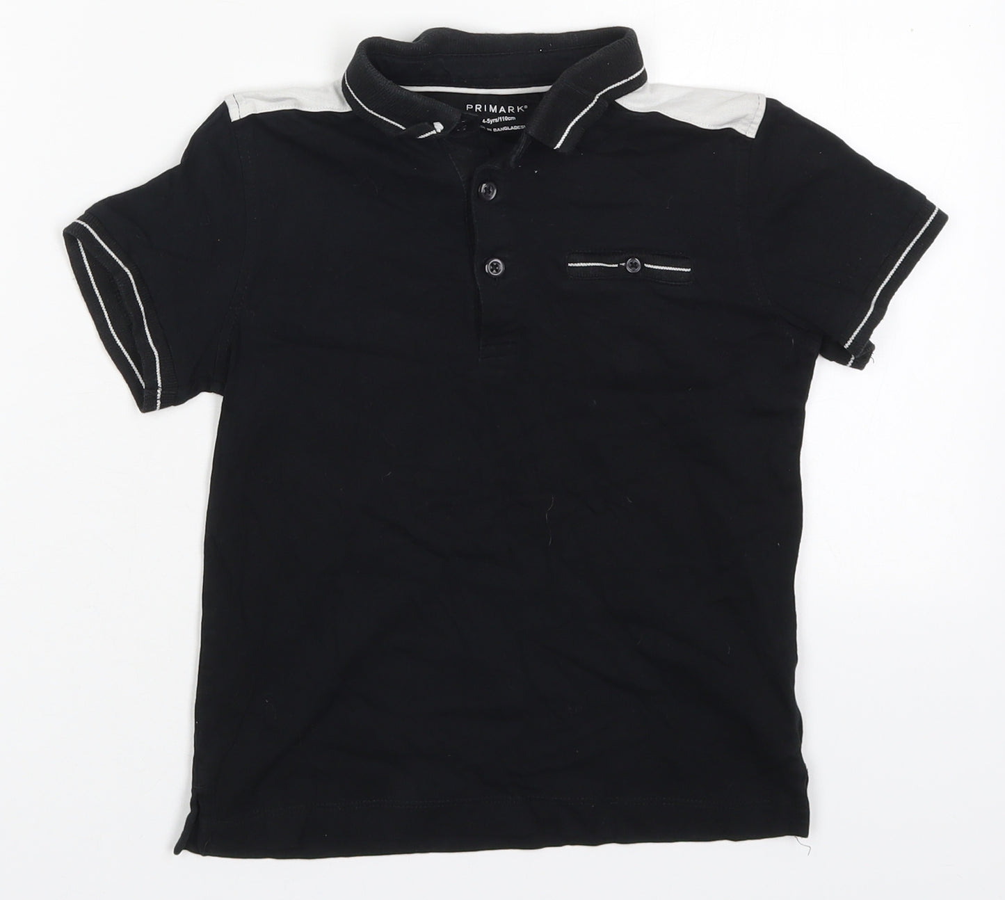 Primark Boys Black  Cotton Basic Polo Size 4-5 Years Collared Pullover