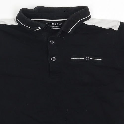 Primark Boys Black  Cotton Basic Polo Size 4-5 Years Collared Pullover