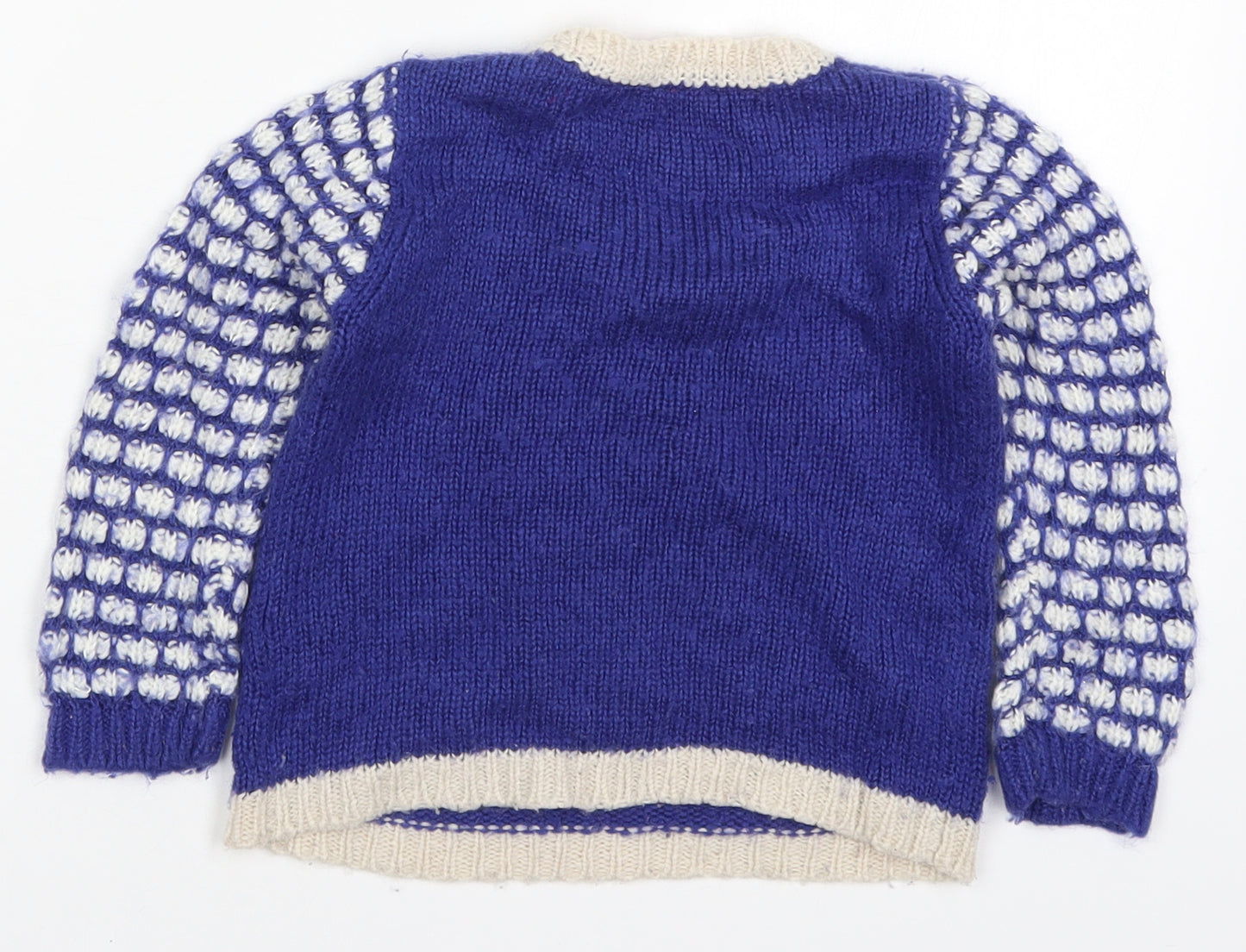 George Girls Blue Round Neck Polka Dot Acrylic Pullover Jumper Size 3-4 Years  Pullover - Love Heart