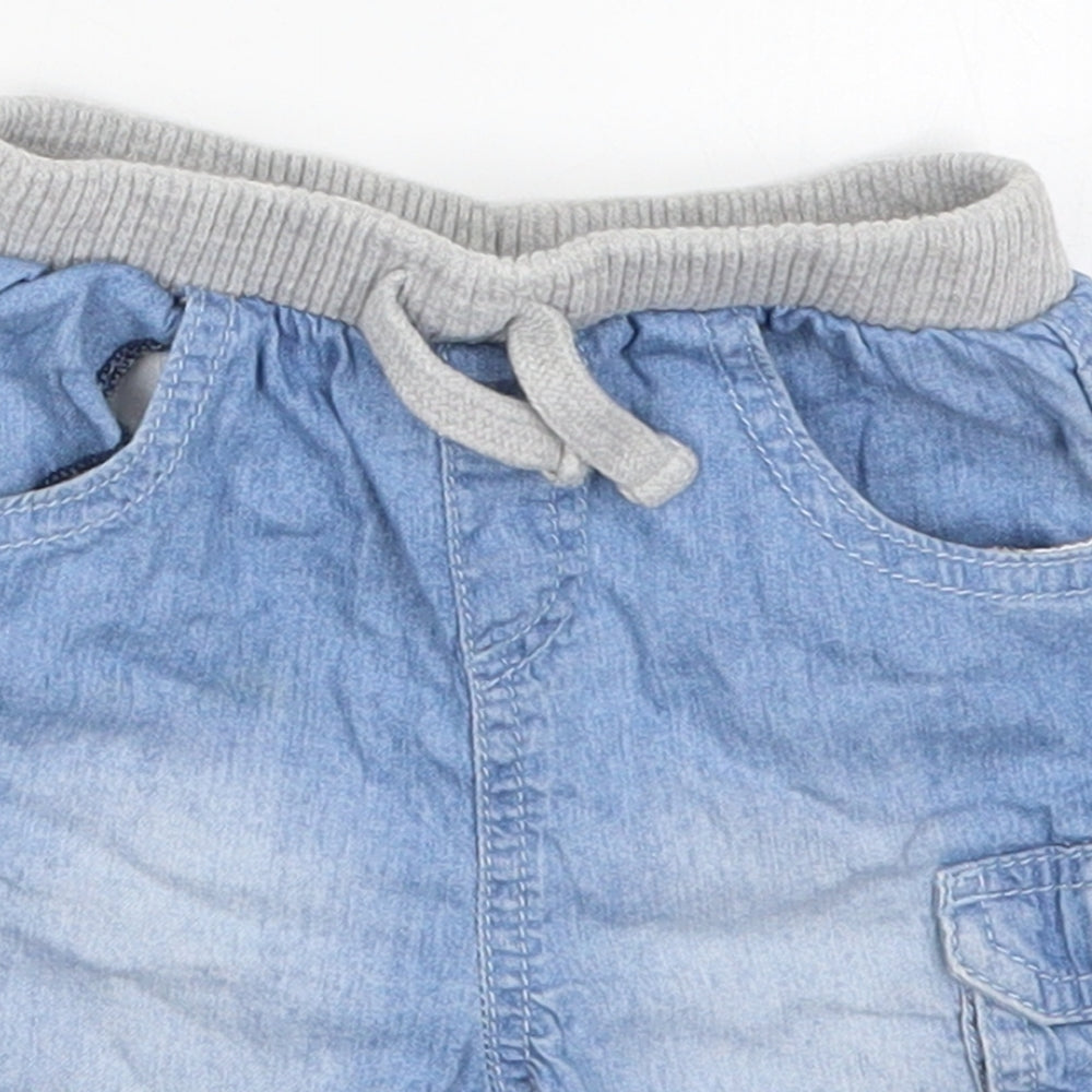 TU Boys Blue  Cotton Cargo Jeans Size 12-18 Months  Drawstring - Shorts