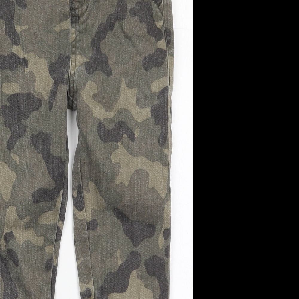 Matalan Boys Green Camouflage Cotton Cargo Trousers Size 7 Years  Regular Drawstring