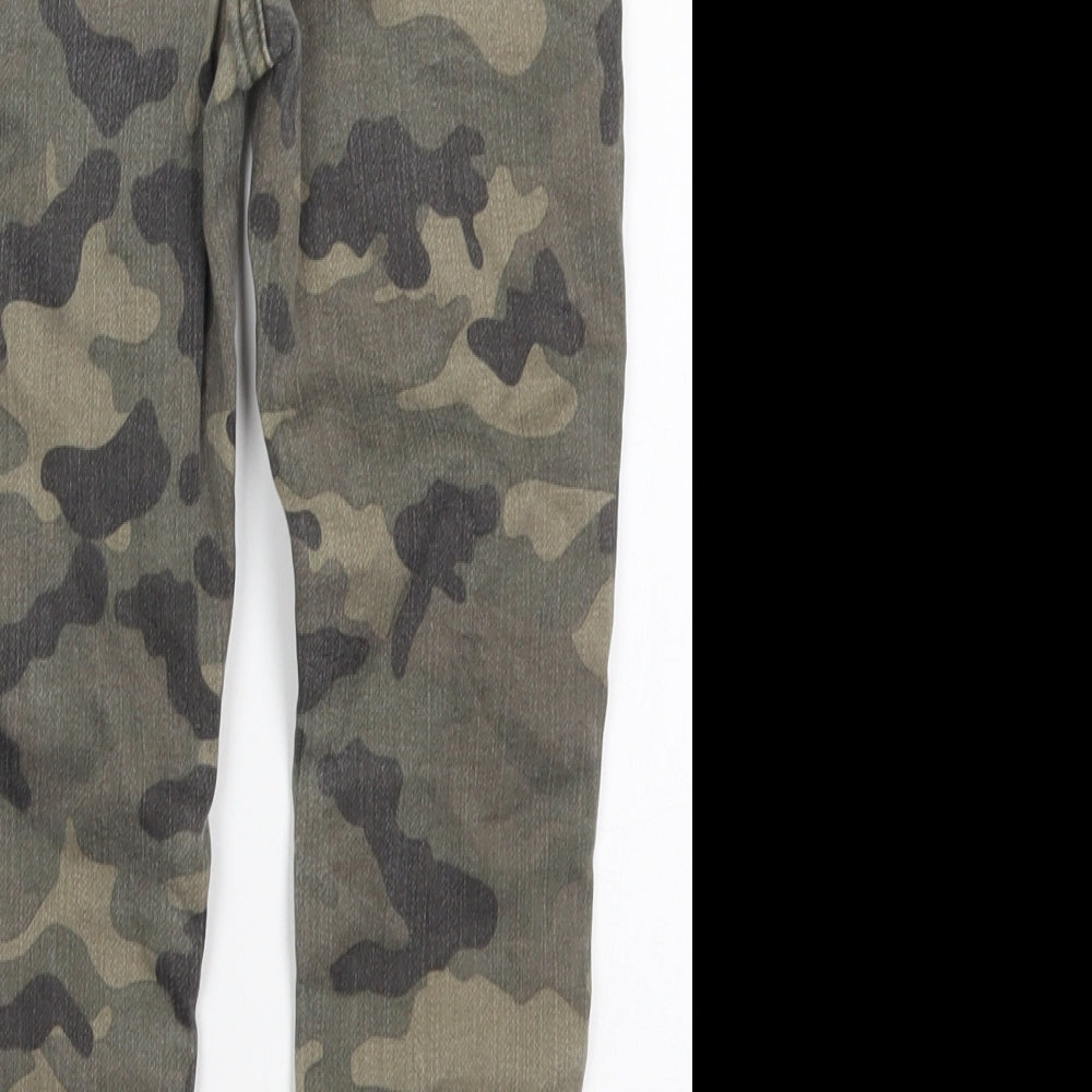 Matalan Boys Green Camouflage Cotton Cargo Trousers Size 7 Years  Regular Drawstring