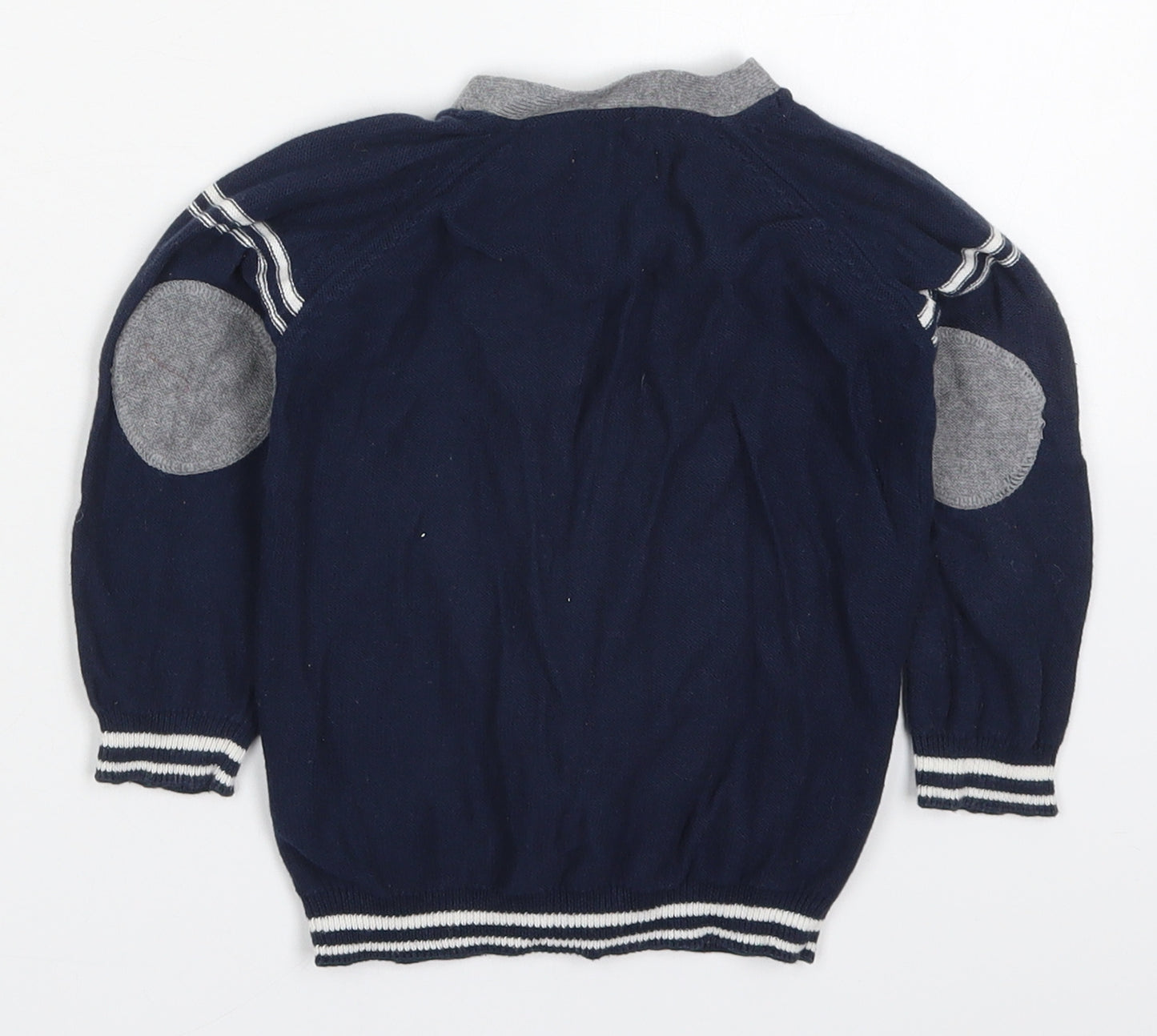 La Redoute Boys Blue V-Neck  Cotton Cardigan Jumper Size 2 Years  Button