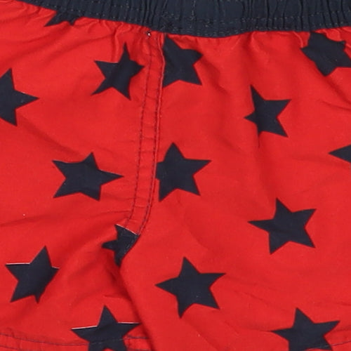 Primark Boys Red Geometric Polyester Cropped Trousers Size 9-12 Months  Drawstring - Stars Swim Shorts