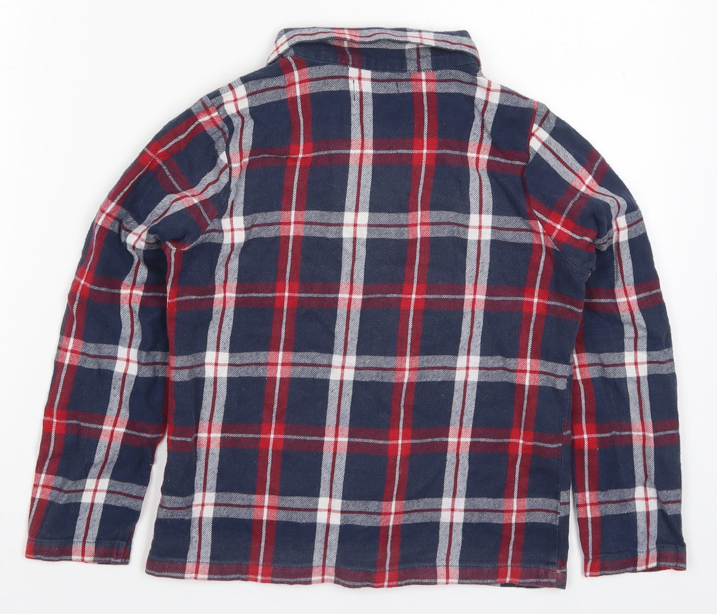 F&F Boys Blue Check Cotton Basic Button-Up Size 7-8 Years Collared Button - Red