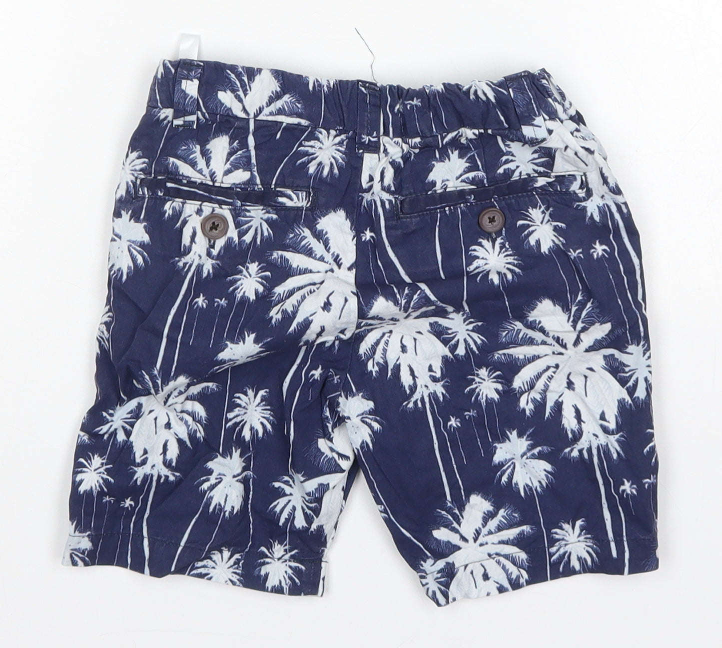 H&M Boys Blue  Cotton Bermuda Shorts Size 4 Years  Regular  - Palm Trees