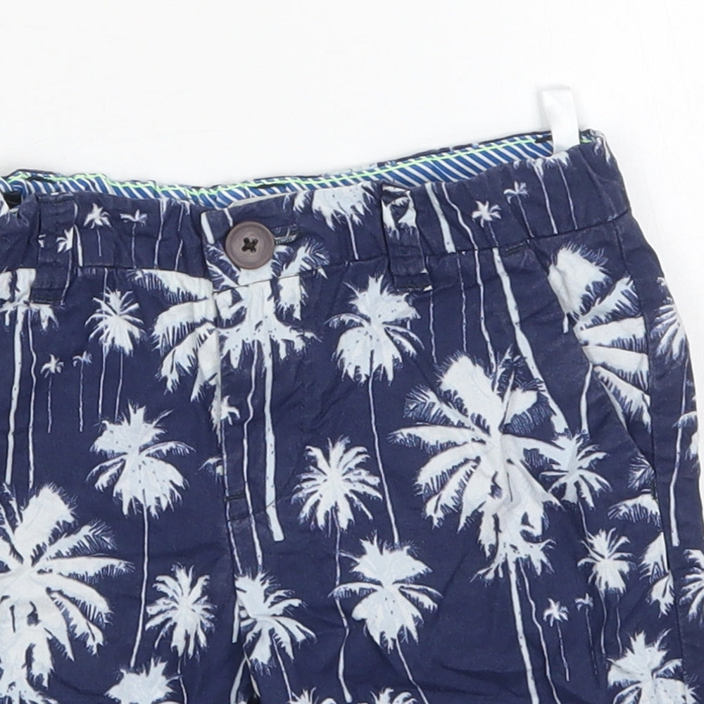 H&M Boys Blue  Cotton Bermuda Shorts Size 4 Years  Regular  - Palm Trees