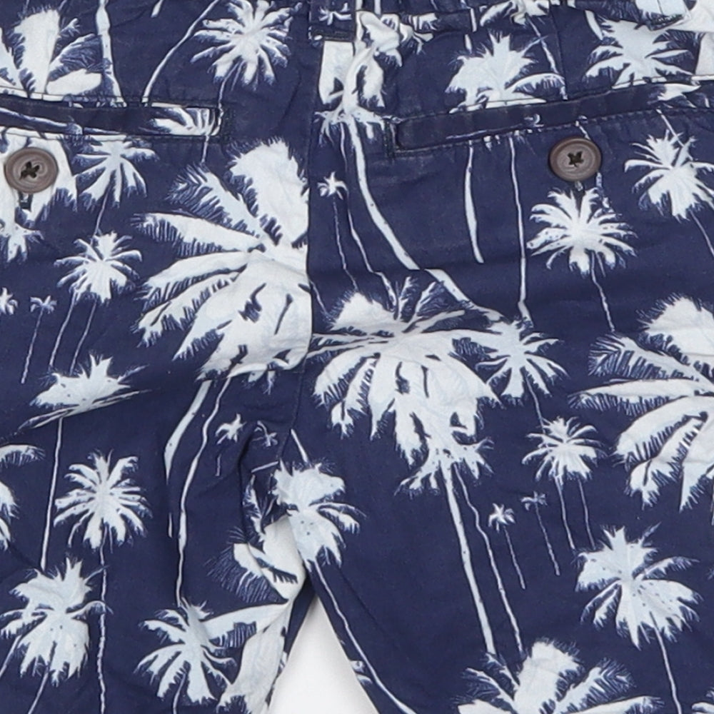 H&M Boys Blue  Cotton Bermuda Shorts Size 4 Years  Regular  - Palm Trees