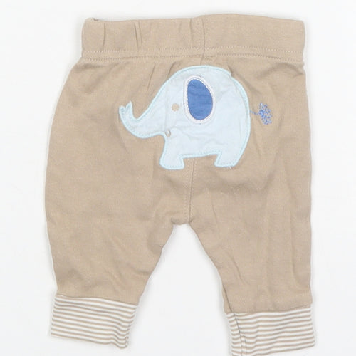 George Baby Beige Striped Cotton Sweatpants Trousers Size Newborn   - Elephant