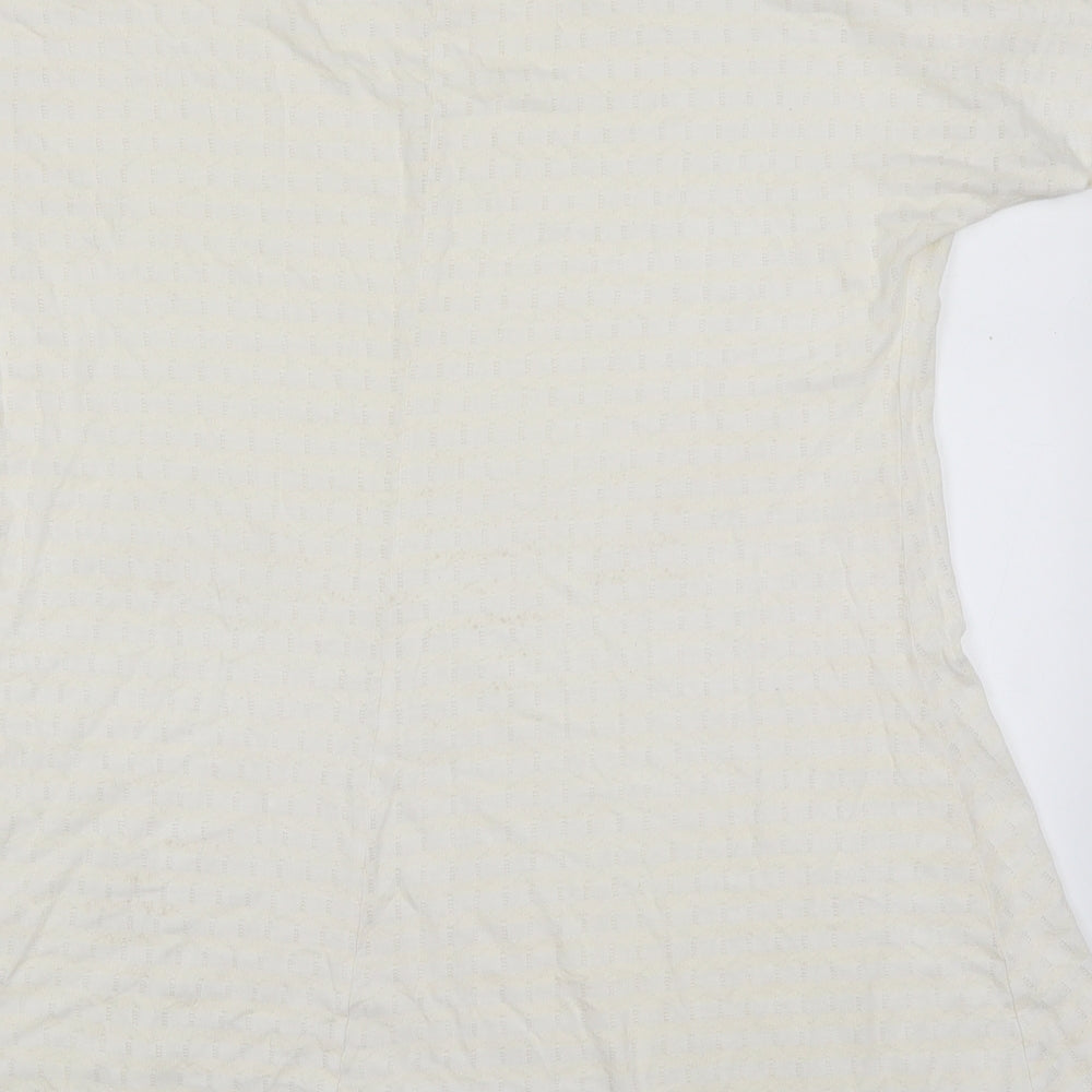 Miss Pretty World Womens Ivory Striped Polyester Basic T-Shirt Size 14 Round Neck - Cream Coloured