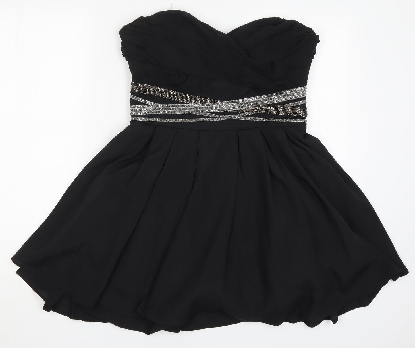 New Look Womens Black  Polyester Mini  Size 12  Square Neck Zip