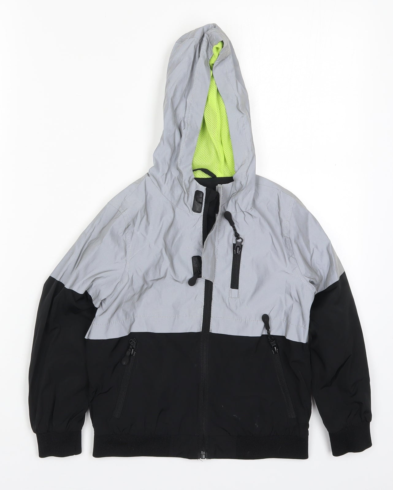 Primark Boys Grey Colourblock  Basic Coat Coat Size 6-7 Years  Zip