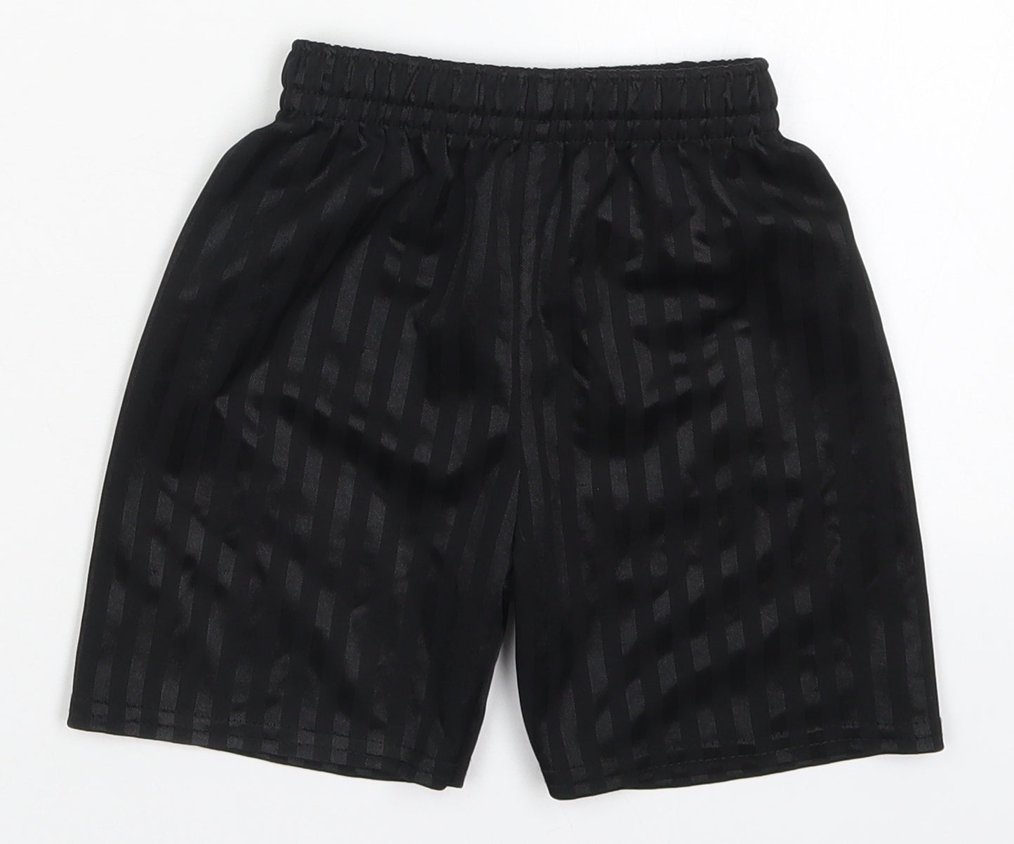 Preworn Boys Black Striped Polyester Sweat Shorts Size 3-4 Years  Regular Drawstring