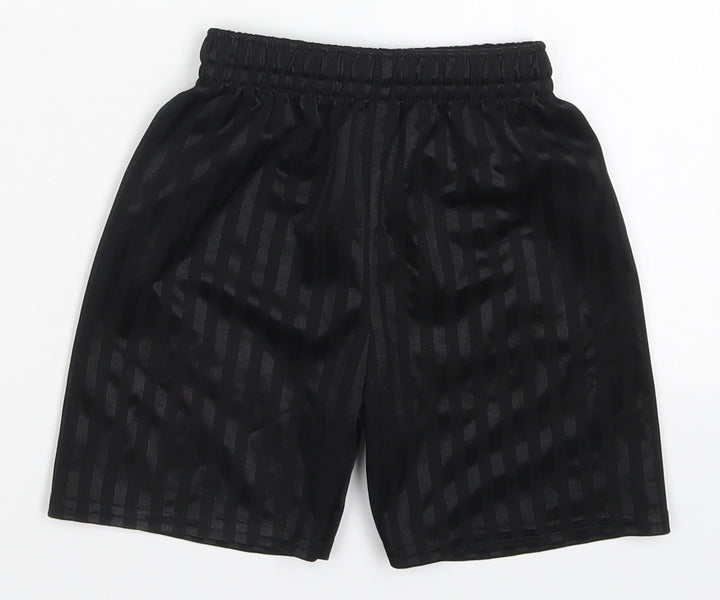 Preworn Boys Black Striped Polyester Sweat Shorts Size 3-4 Years  Regular Drawstring