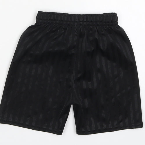 Preworn Boys Black Striped Polyester Sweat Shorts Size 3-4 Years  Regular Drawstring