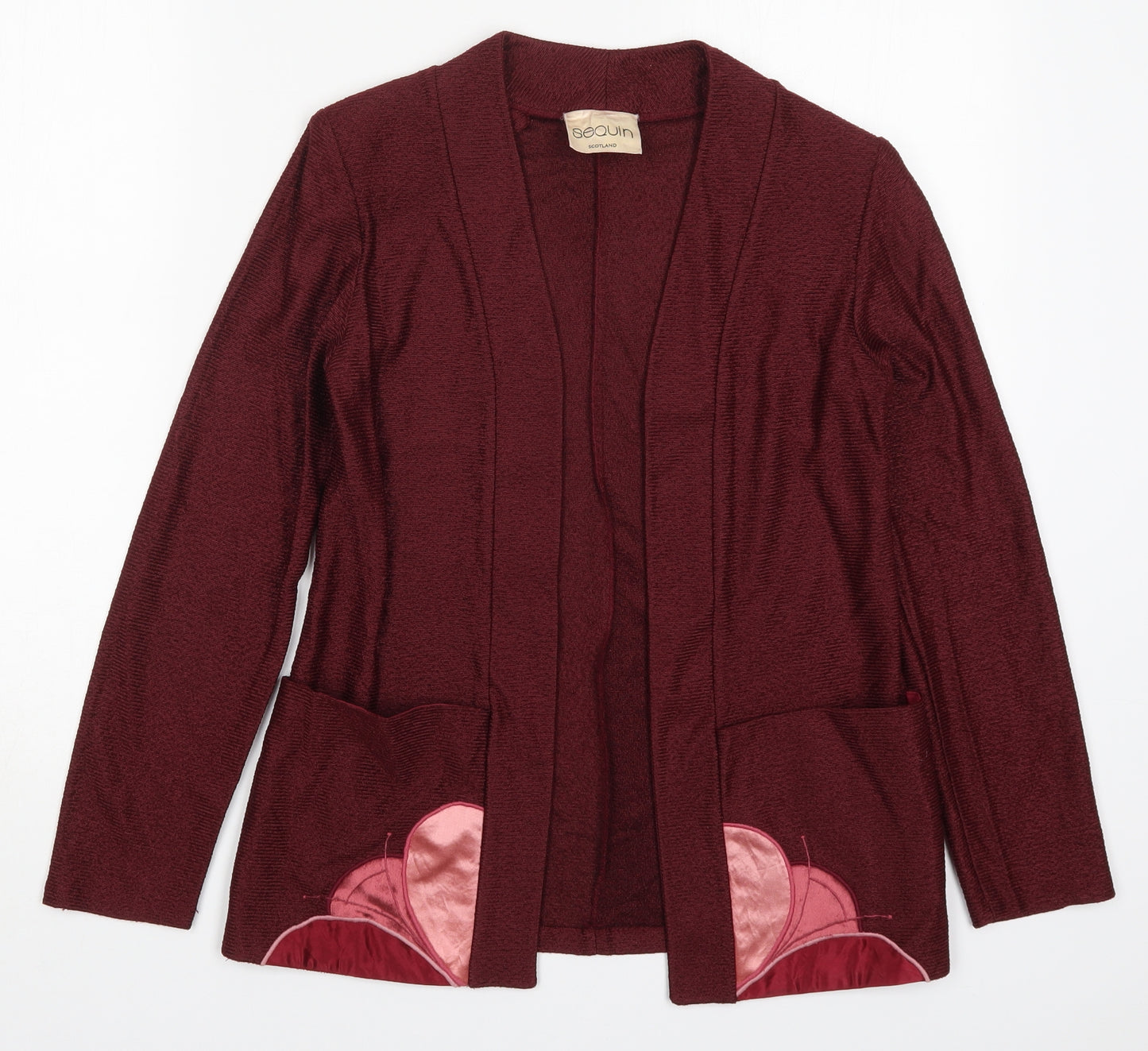 Sequin Womens Red V-Neck  Acetate Cardigan Jumper Size 10   - Pink