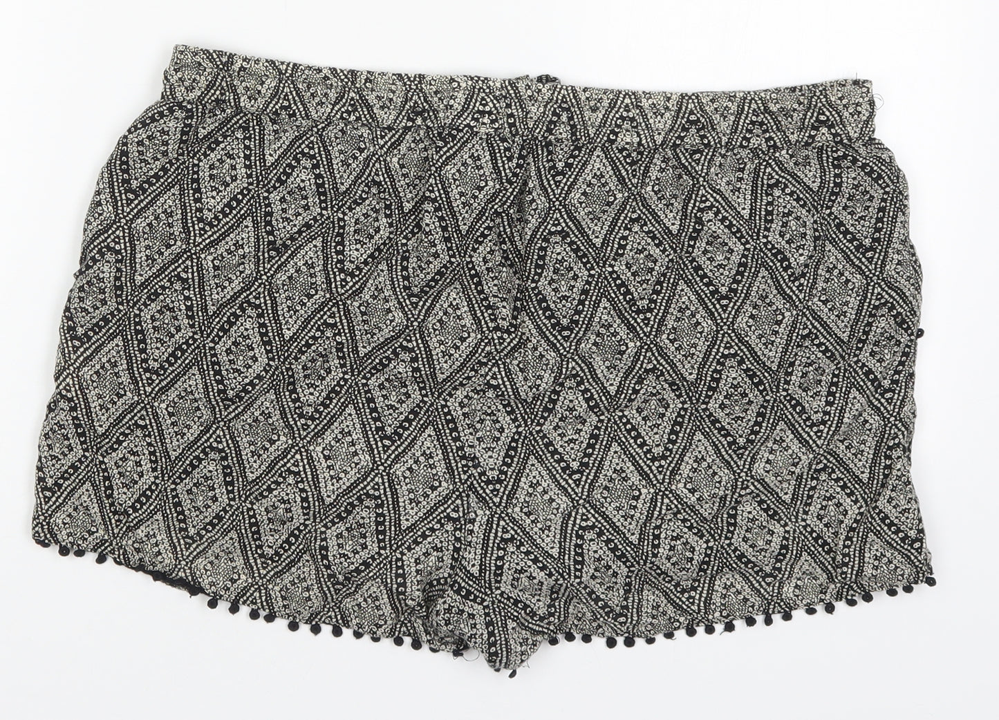 Atmosphere Womens Black Geometric Viscose Mom Shorts Size 14  Regular  - Beige