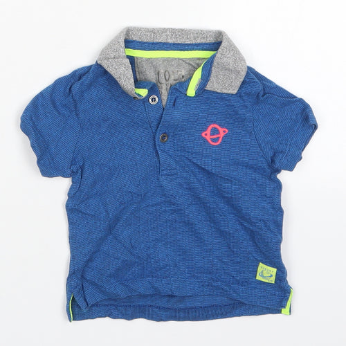 Mothercare Boys Blue  Cotton Basic Polo Size 9-12 Months Collared Pullover