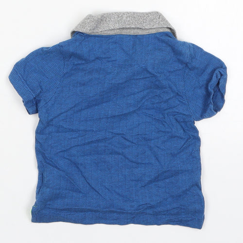Mothercare Boys Blue  Cotton Basic Polo Size 9-12 Months Collared Pullover