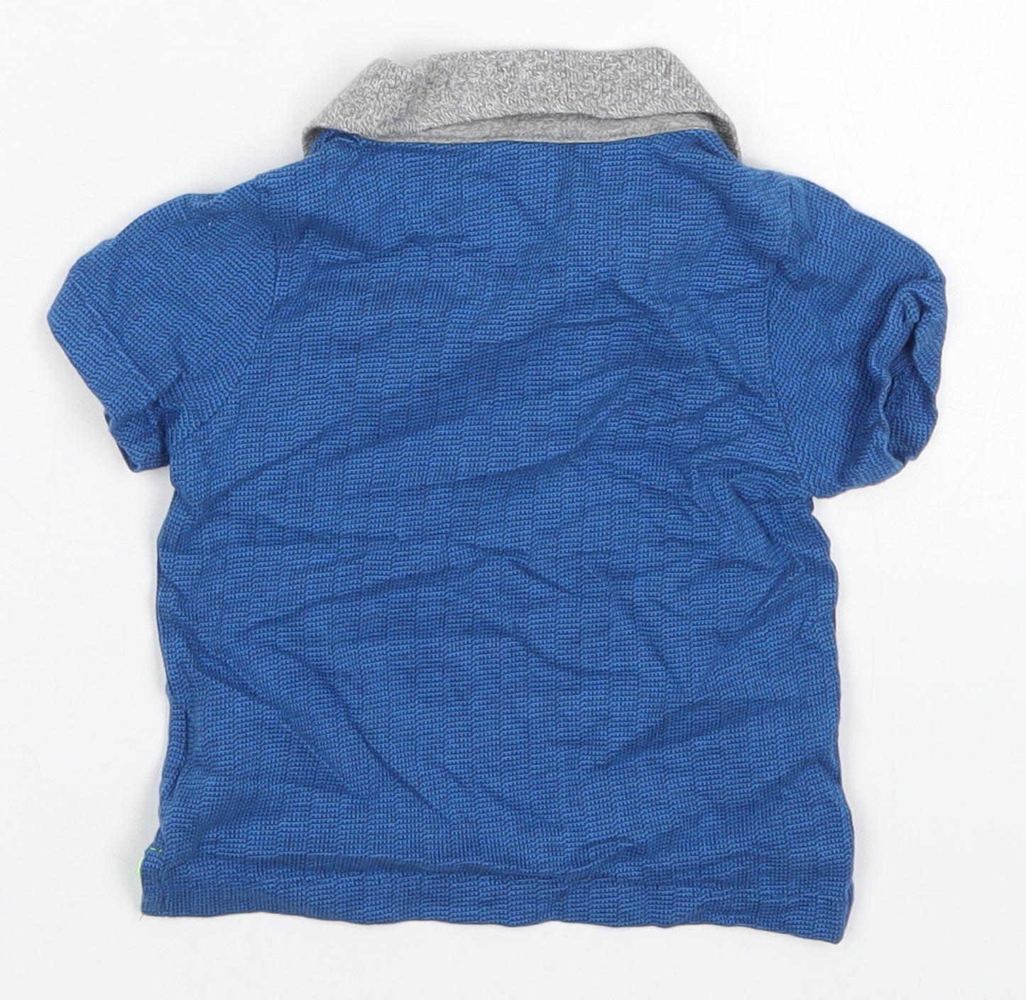 Mothercare Boys Blue  Cotton Basic Polo Size 9-12 Months Collared Pullover