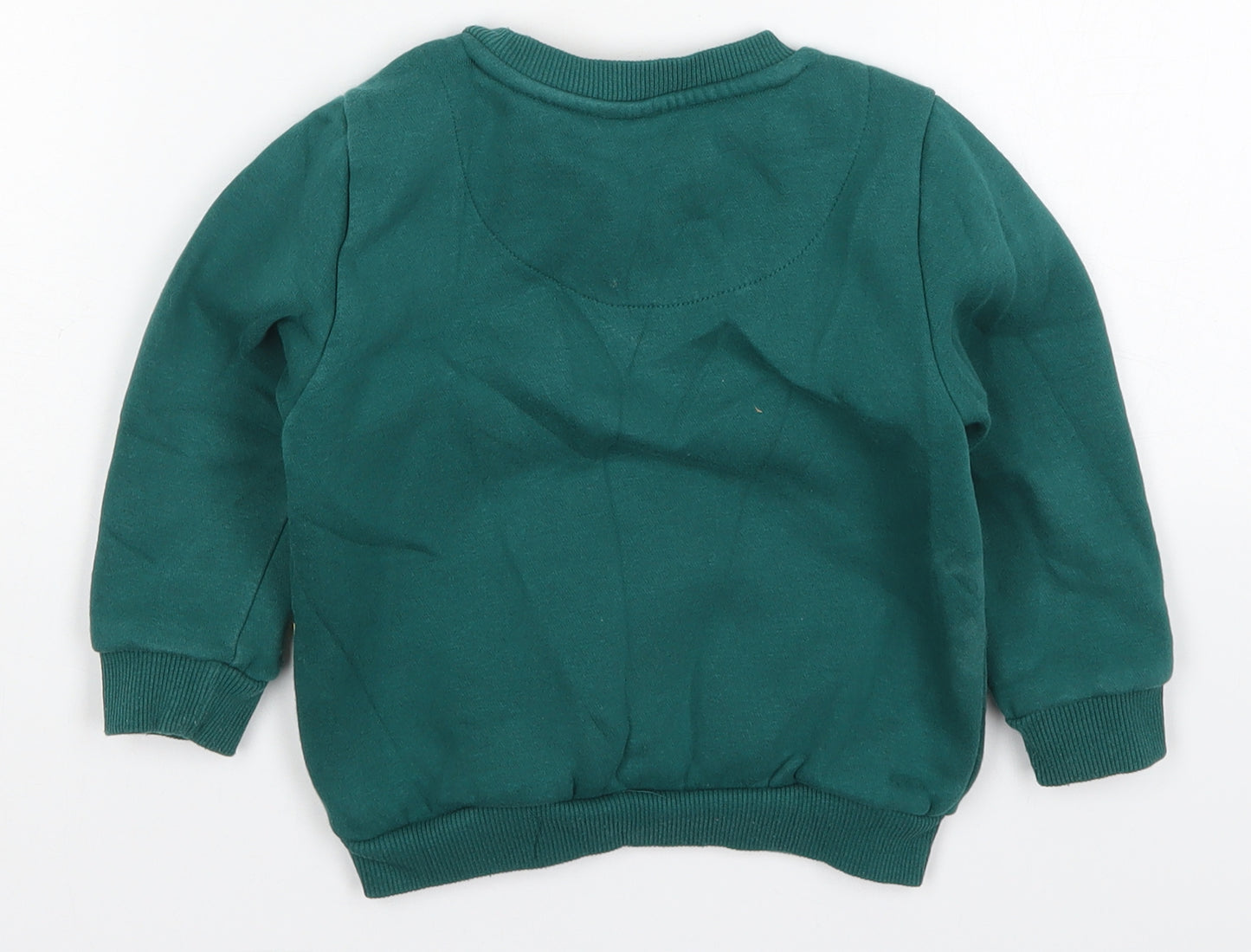 F&F Boys Green  Cotton Pullover Sweatshirt Size 3-4 Years  Pullover - Trucks and Dinosaurs