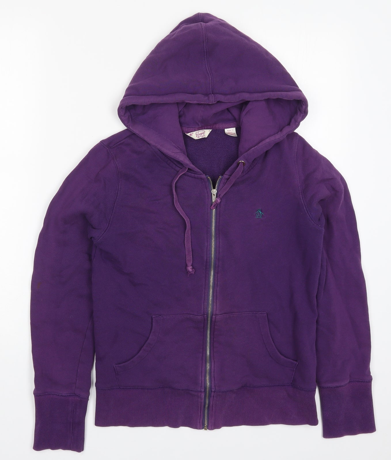 Original Penguin Mens Purple  Cotton Full Zip Hoodie Size S