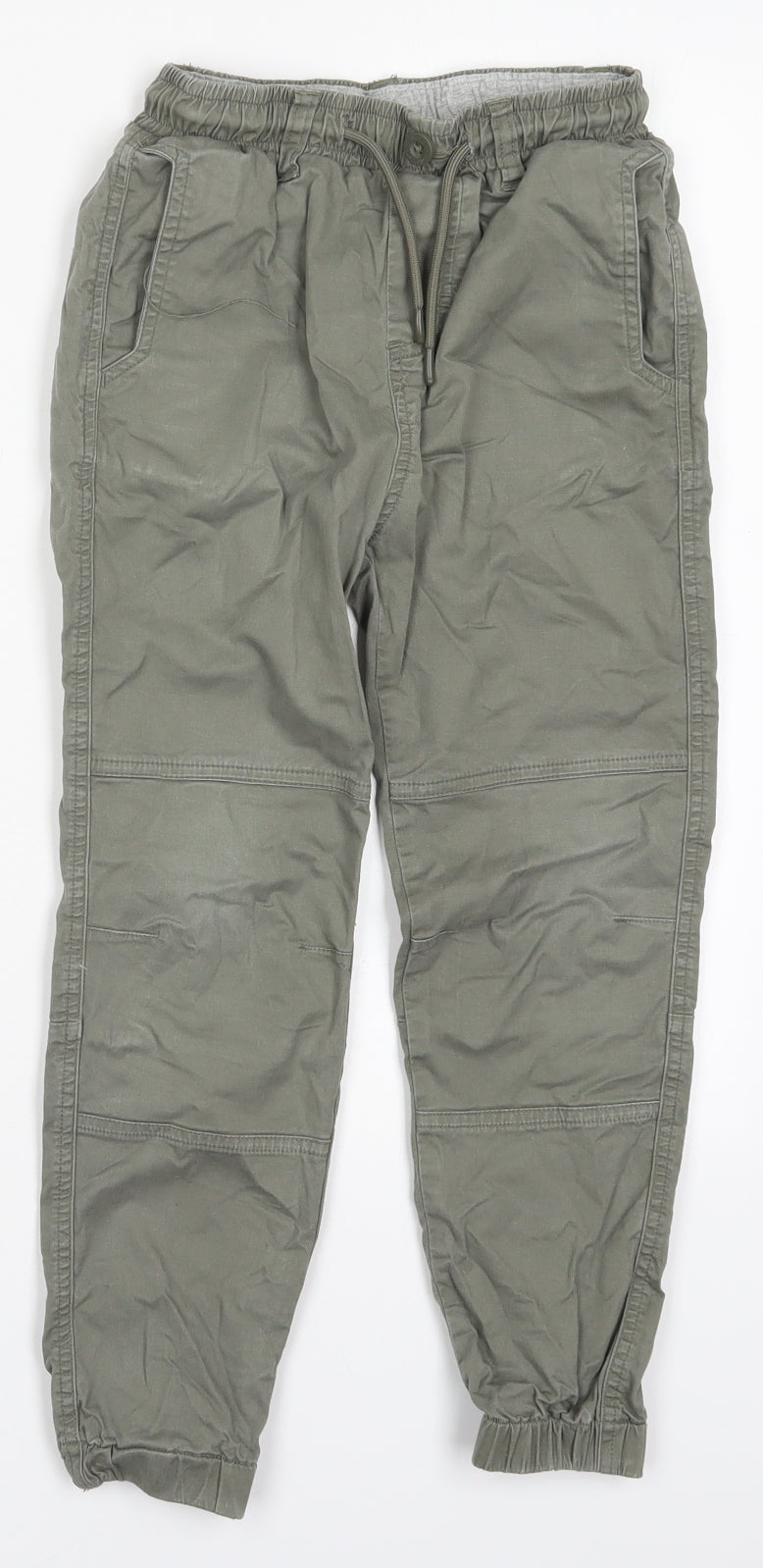 Giordano Boys Green  Cotton Cargo Trousers Size 8-9 Years  Regular Drawstring