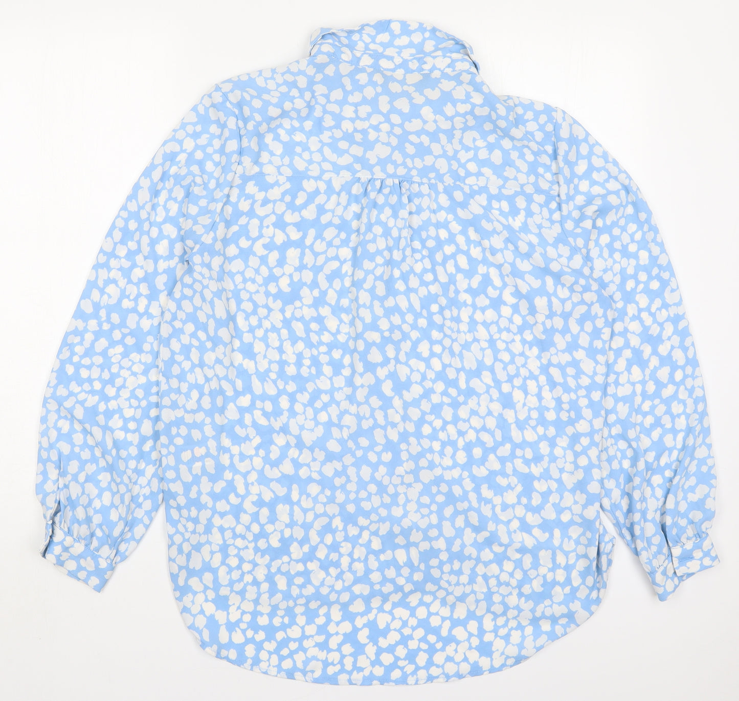 F&F Womens Blue Animal Print Polyester Basic Blouse Size 16 Collared