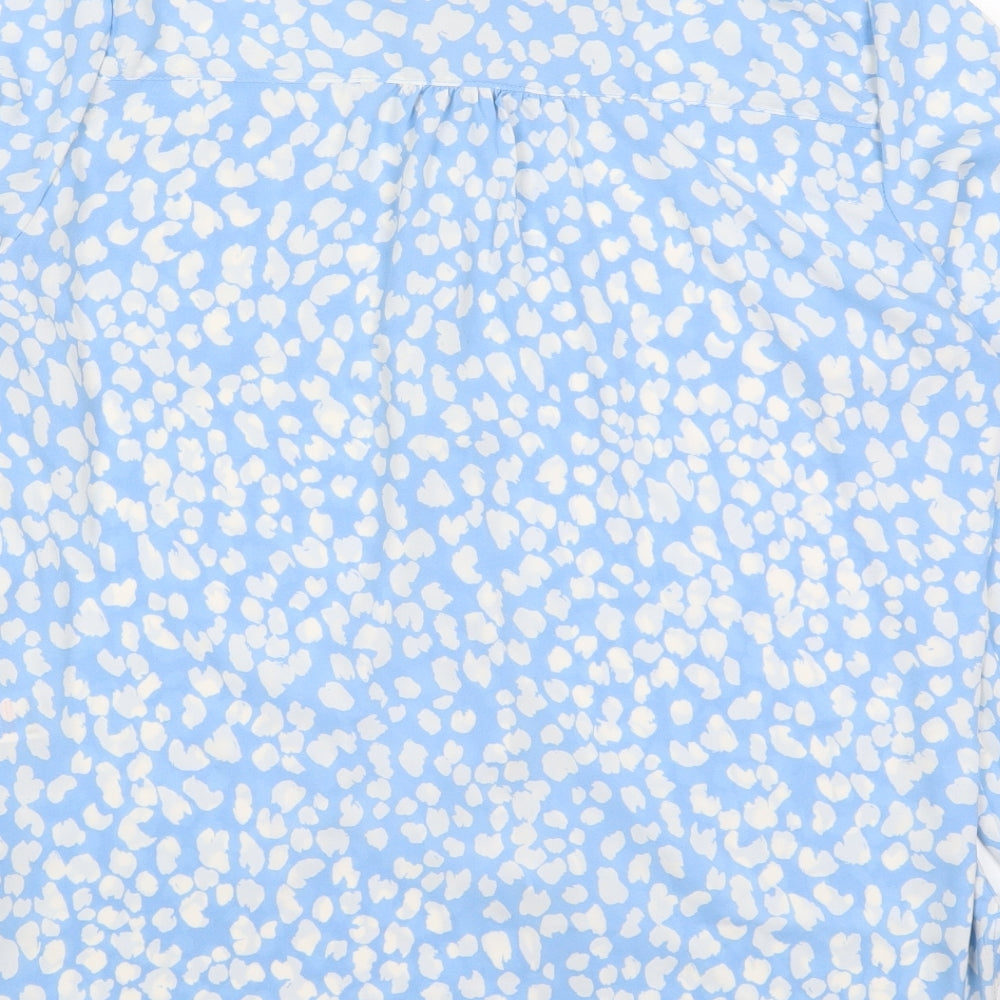 F&F Womens Blue Animal Print Polyester Basic Blouse Size 16 Collared