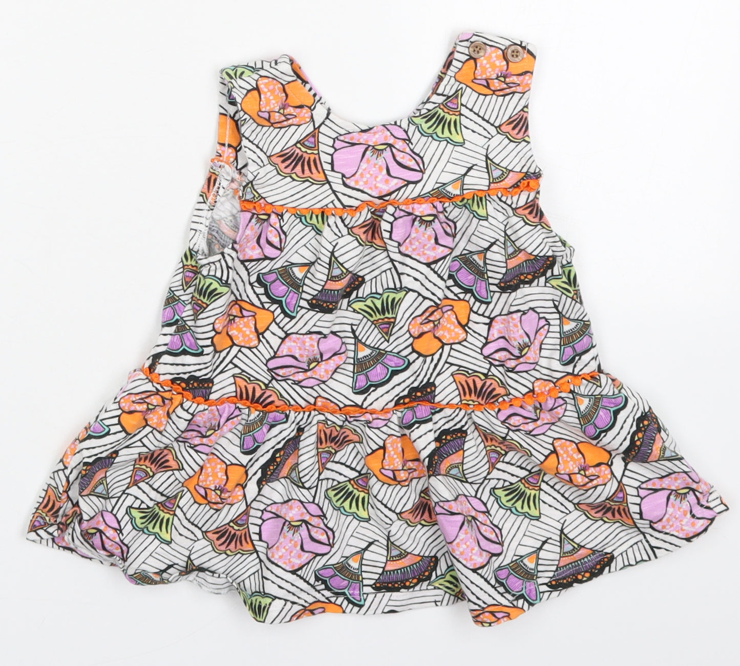 NEXT Girls Multicoloured Geometric Cotton Trapeze & Swing  Size 18-24 Months  Round Neck Pullover