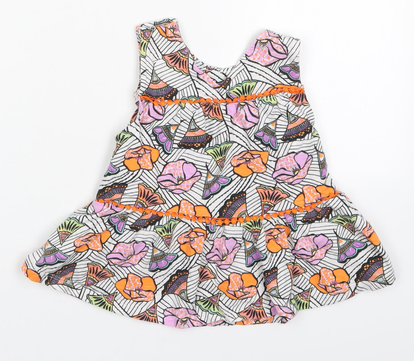 NEXT Girls Multicoloured Geometric Cotton Trapeze & Swing  Size 18-24 Months  Round Neck Pullover