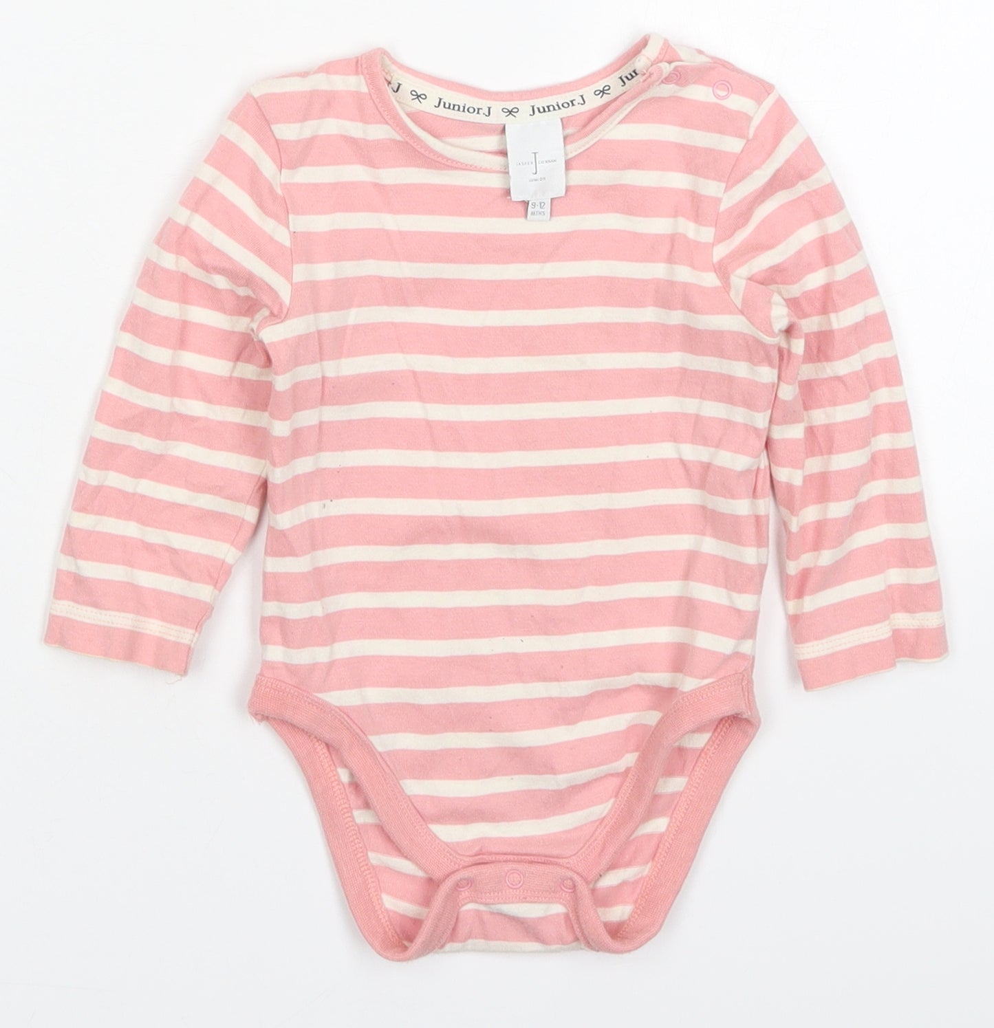 Jasper Conran Girls Pink Striped Cotton Babygrow One-Piece Size 9-12 Months  Button