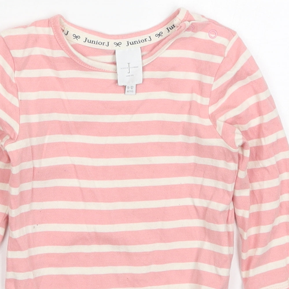 Jasper Conran Girls Pink Striped Cotton Babygrow One-Piece Size 9-12 Months  Button