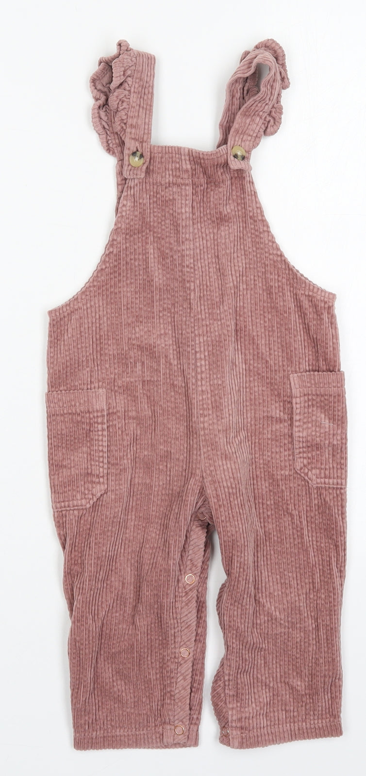 NEXT Girls Pink  Cotton Dungaree One-Piece Size 18-24 Months  Button
