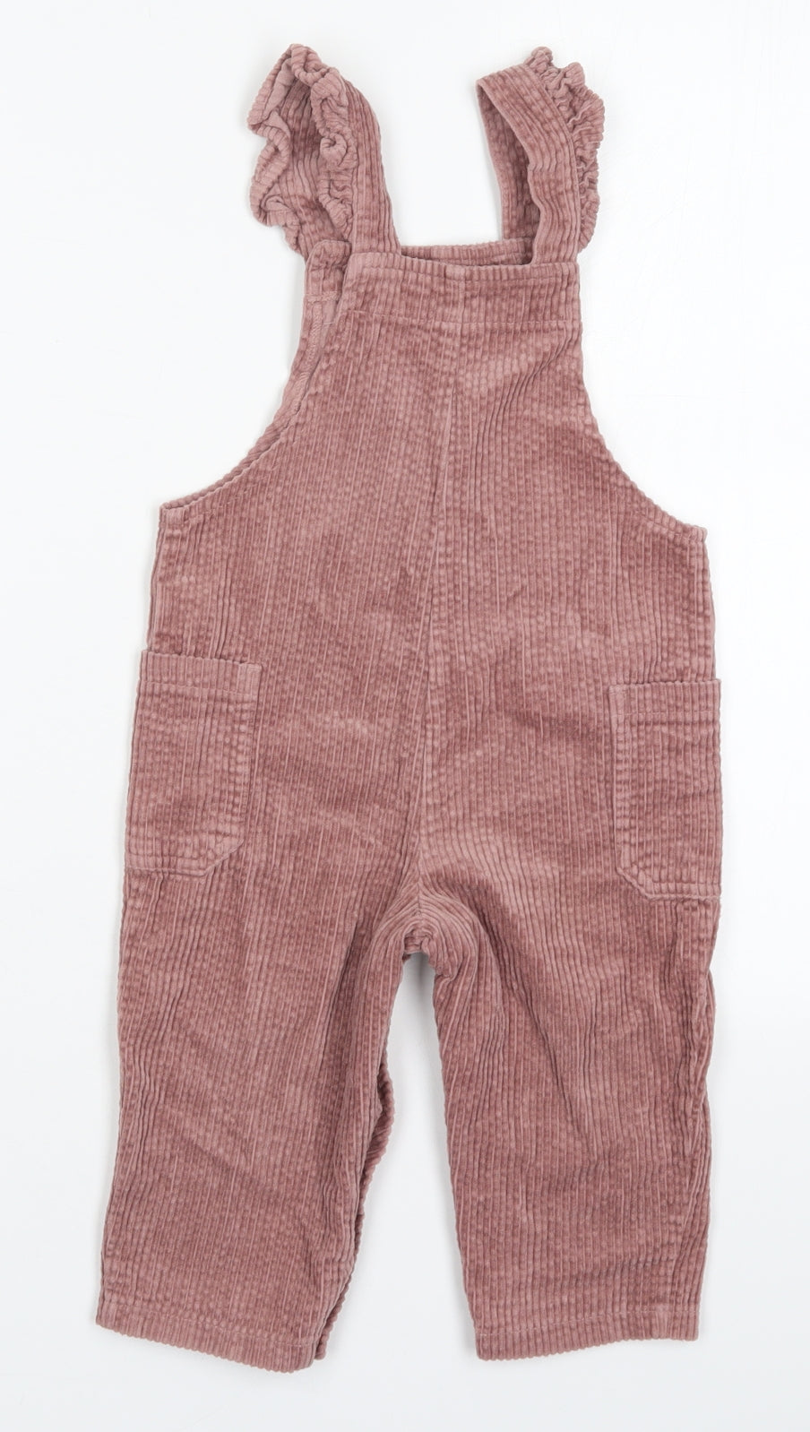NEXT Girls Pink  Cotton Dungaree One-Piece Size 18-24 Months  Button